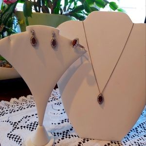 Avon ( topaz)5 piece(earrings,necklace&ring)